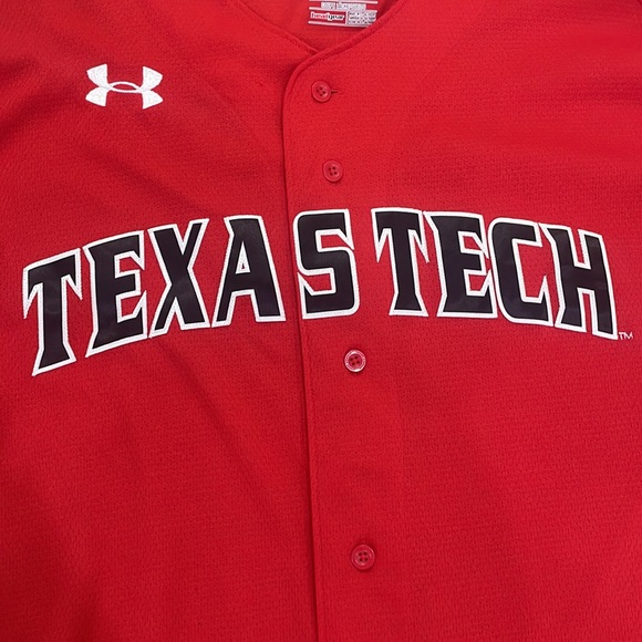 Under Armour Men’s Texas Tech Red Baseball Jersey Sz 2XL - Picture 3 of 12